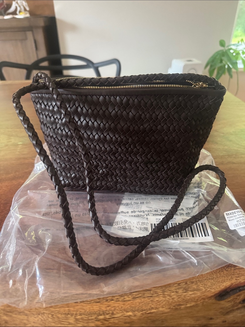 Madewell Dark Brown Woven Crossbody Bag